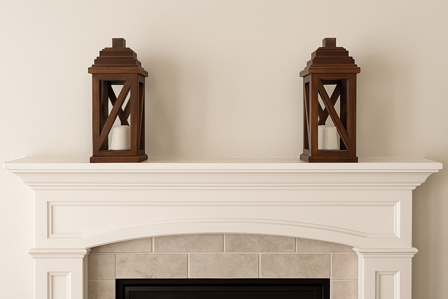 Solid Walnut Wooden Decorative Lantern – 14” Diagonal Frame Design