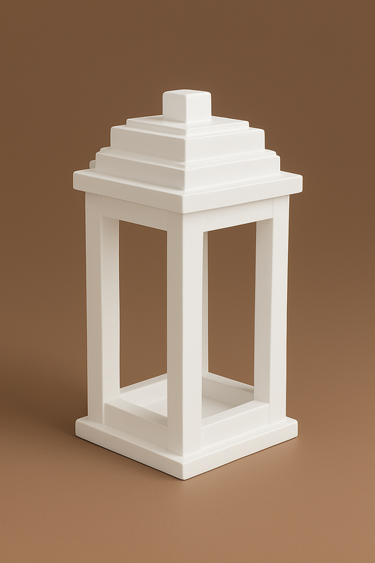 White Wooden Decorative Lantern – 14” Open-Frame Design